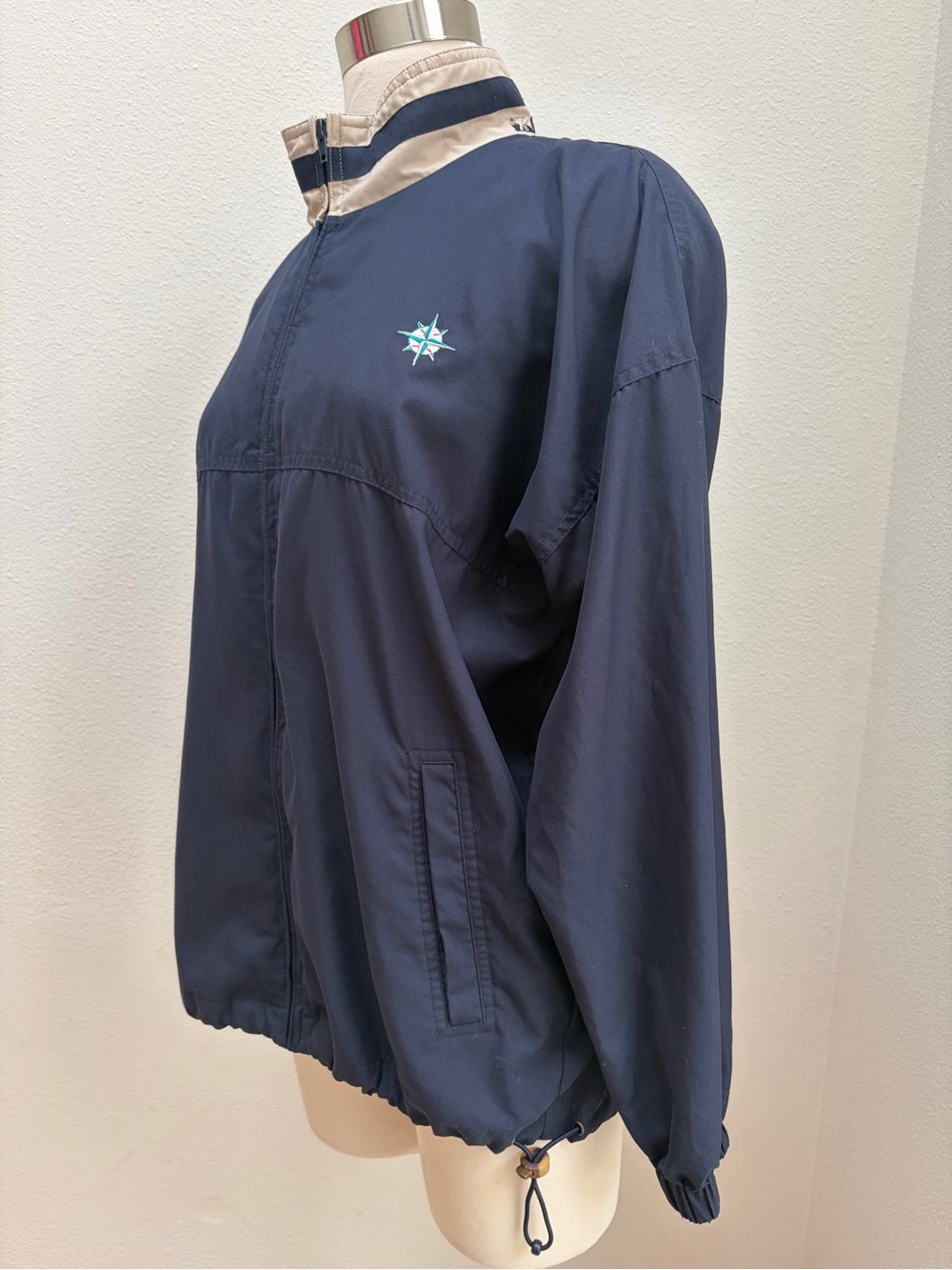 Vintage Seattle Mariners Jacket Windbreaker Full Zip Retro Navy Blue Size Medium - Picture 6 of 10